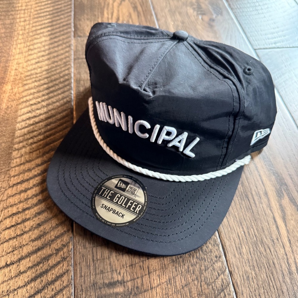 New Era NWT Municipal The Golfer Snapback Hat Black Nylon Rope Adjustable Cap